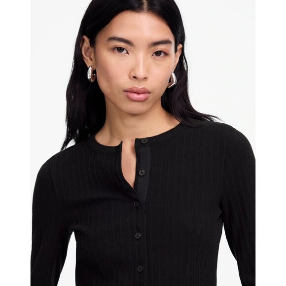 Madewell Flared-Sleeve Cardigan Women’s Medium Black Button Front Sweater Top - Picture 3 of 16